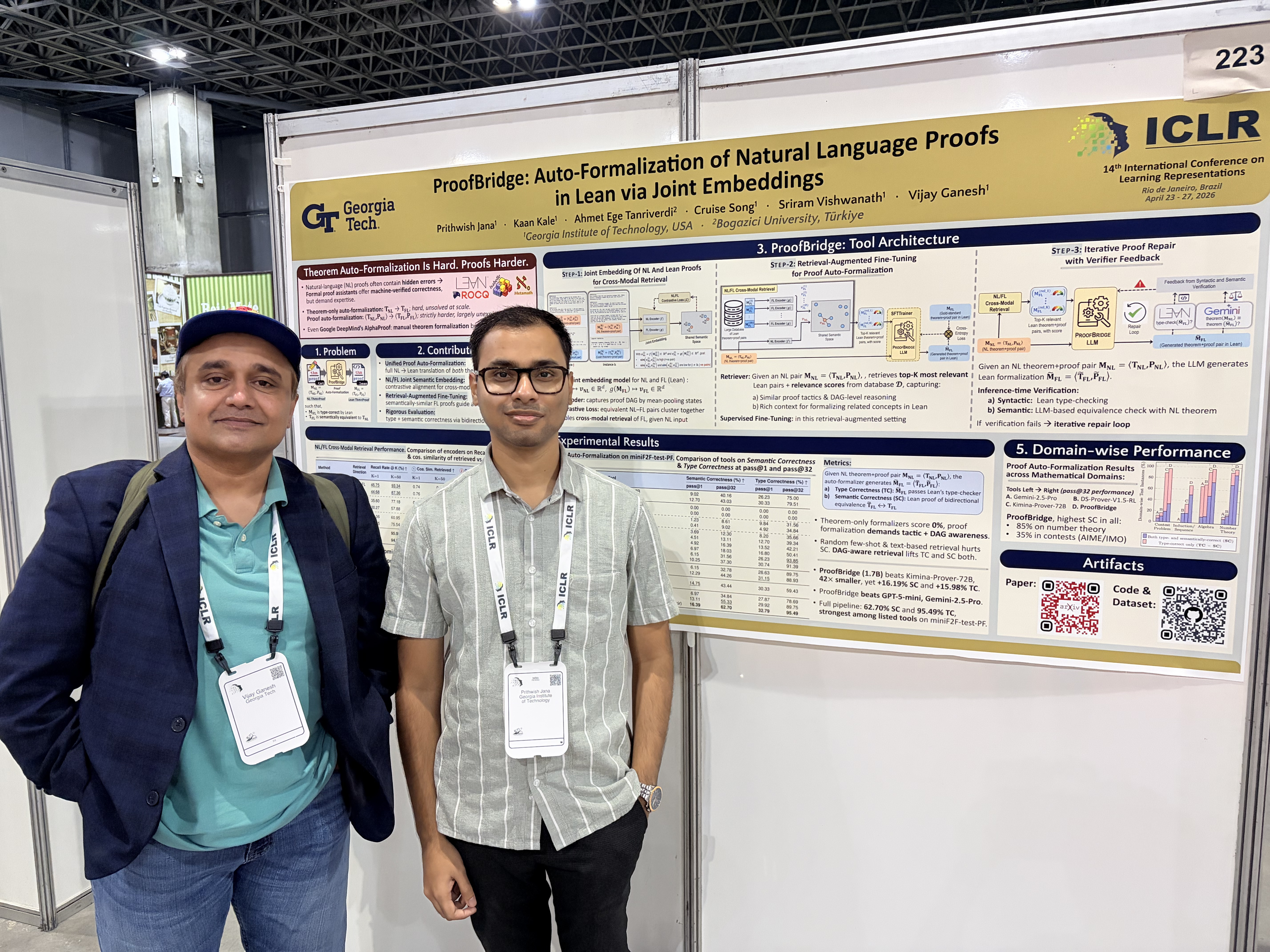 With Ph.D. advisor Prof. Vijay Ganesh at ICLR 2026 poster presentation